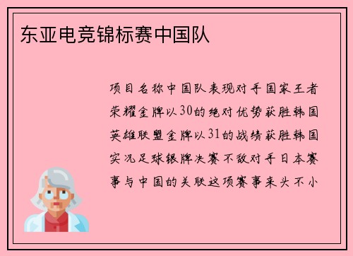 东亚电竞锦标赛中国队